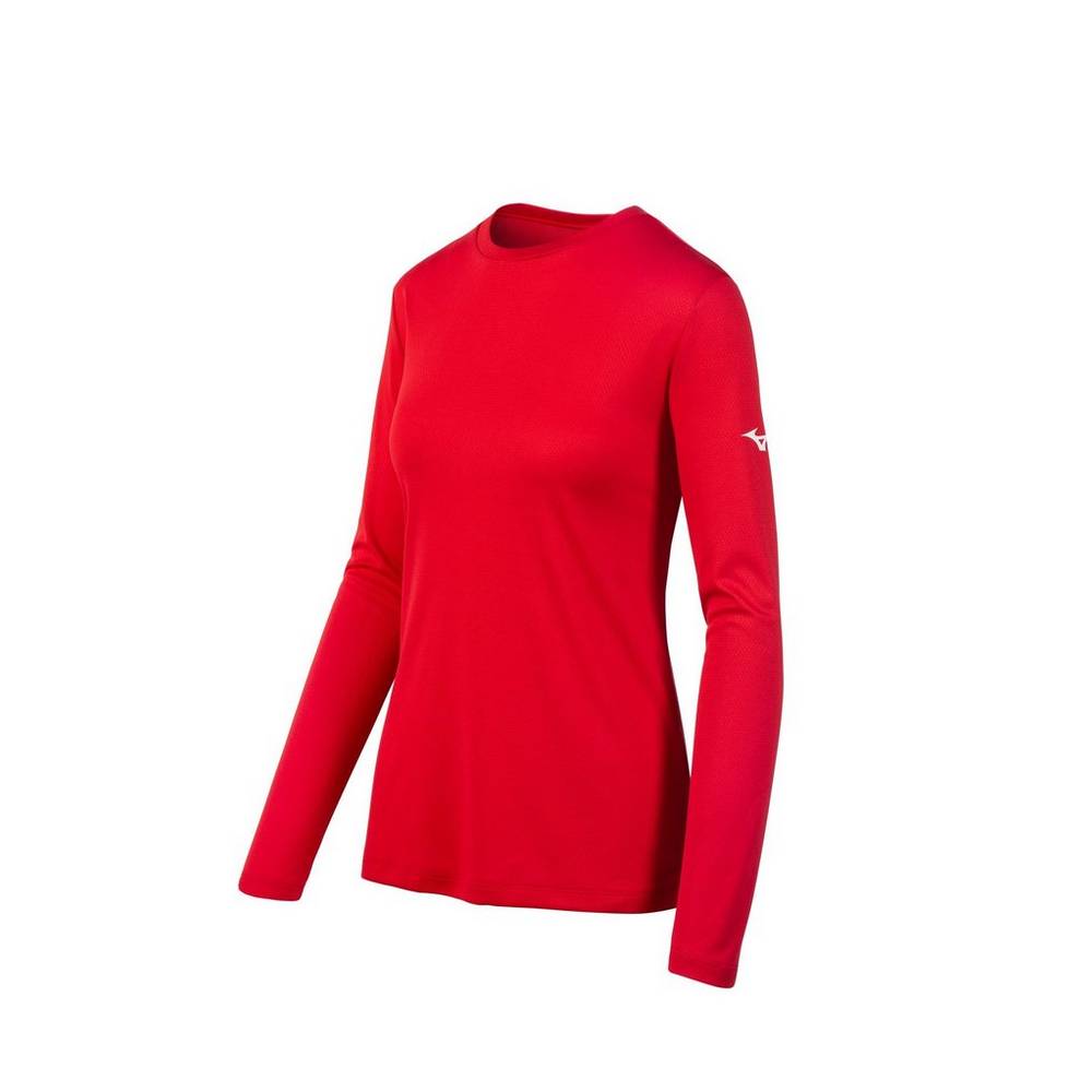 Maglietta Mizuno Long Sleeve Donna - Rosse - 52974-CXRQ